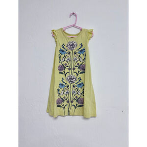 Girls Tea Yellow Floral Casual Dress Size 6 cotton